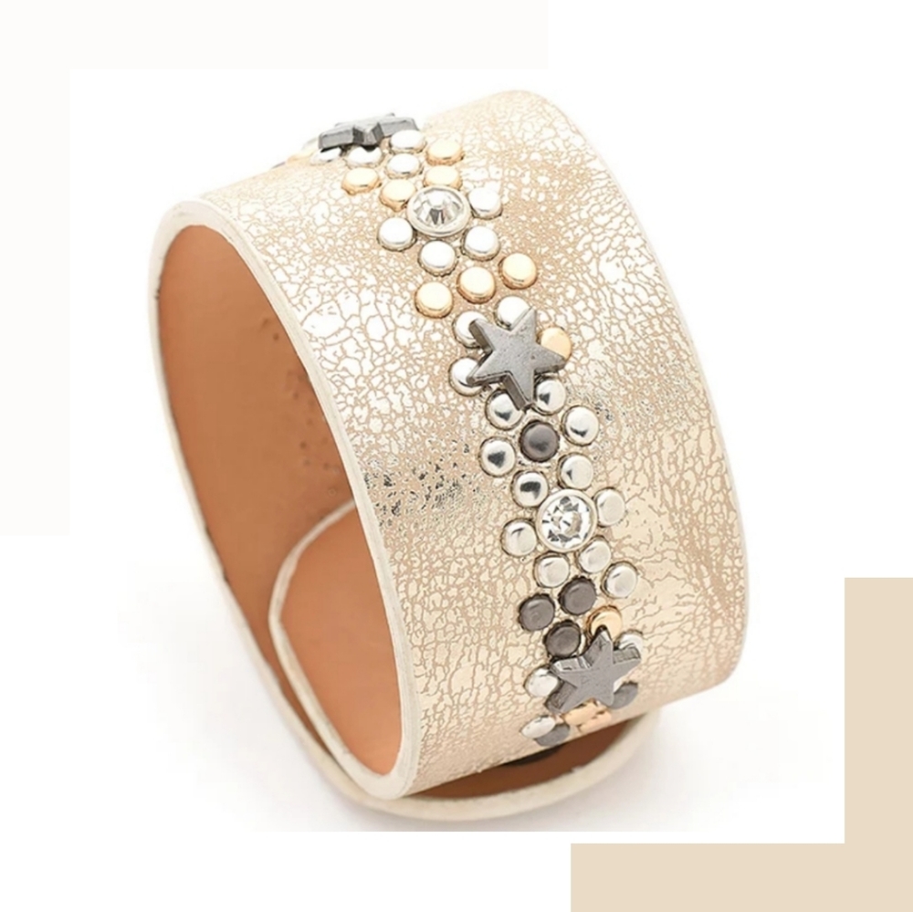 Leather and Rhinestone Bracelet